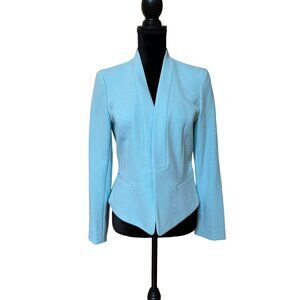 Nine West Womens Blue Meadow Cropped Open-Front Blazer Size S